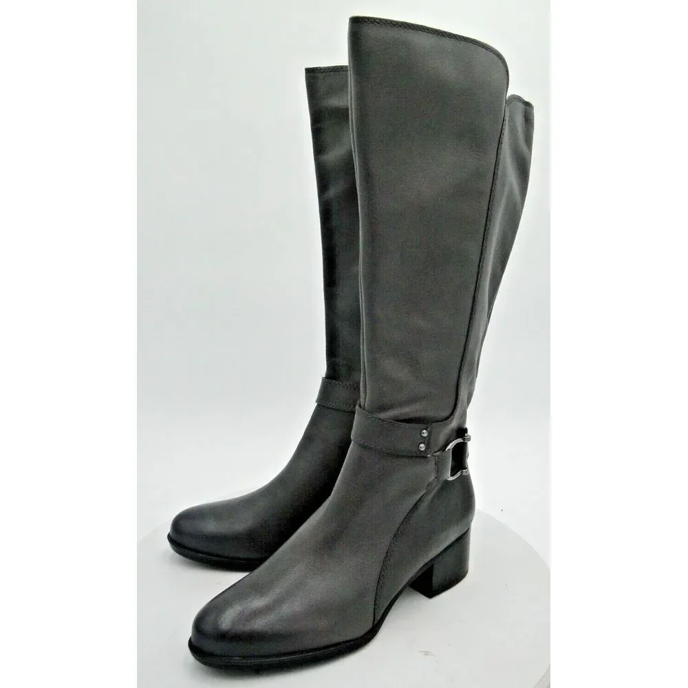 Naturalizer Women's‎ Size 7.5 Gray Kelso Leather knee high boots Zip-up New